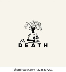 Death and tree logo design illustration 