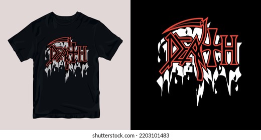 death t-shirt stylish and clothing printable trendy tshirt design. print, industrial products. global swatch