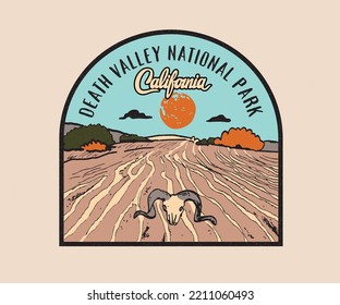 death valley californai illustration with typography deign for print