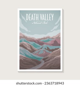 Afiche del parque nacional del Valle de la Muerte, diseño de afiches de las montañas del arco iris abstracto