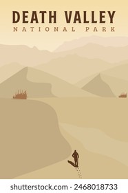 death valley national park poster vintage vector illustration design. national park in california, america vintage poster design