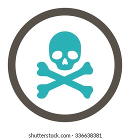 Death vector icon. Style is bicolor flat rounded symbol, grey and cyan colors, rounded angles, white background.