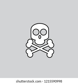 Death vector icon Style flat symbol, gray background.