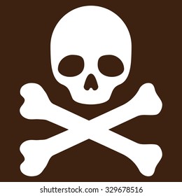 Death vector icon. Style is flat symbol, white color, rounded angles, brown background.