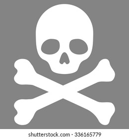 Death vector icon. Style is flat symbol, white color, rounded angles, gray background.