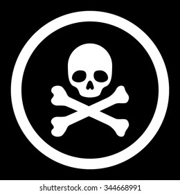 Death vector icon. Style is flat rounded symbol, white color, rounded angles, black background.