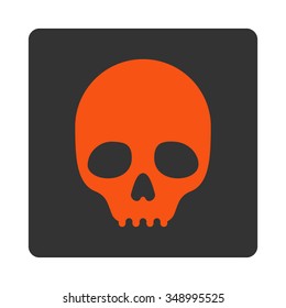 Death vector icon. Style is flat rounded square button, orange and gray colors, white background.