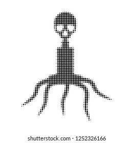 Death virus halftone dotted icon. Halftone pattern contains round dots. Vector illustration of death virus icon on a white background.