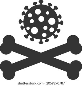 Death Virus, Vektorgrafik. Eine flache Illustration des Death-Virus-Symbols auf weißem Hintergrund.