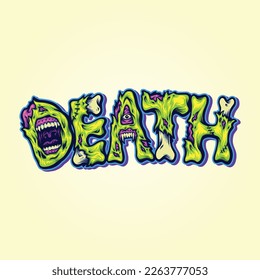 Death word zombie bone lettering text illustrations vector illustrations for your work logo, merchandise t-shirt, stickers and label designs, poster, greeting cards advertising business company brands