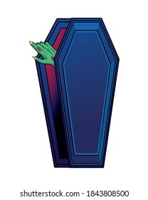 death zombie hand in coffin halloween icon vector illustration design