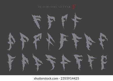 Deathcore Alphabet Letters Vector Illustration