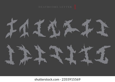 Deathcore Alphabet Letters Vector Illustration