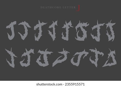 Deathcore Alphabet Letters Vector Illustration