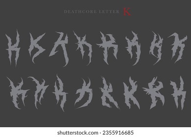 Deathcore Alphabet Letters Vector Illustration 