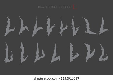 Deathcore Alphabet Letters Vector Illustration 