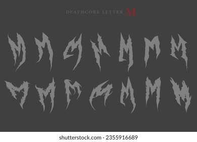 Deathcore Alphabet Letters Vector Illustration 