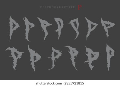 Deathcore Alphabet Letters Vector Illustration 