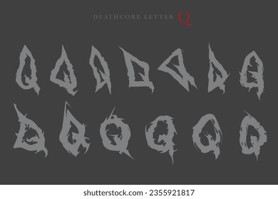 Deathcore Alphabet Letters Vector Illustration 