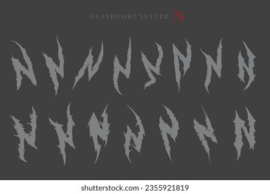 Deathcore Alphabet Letters Vector Illustration 