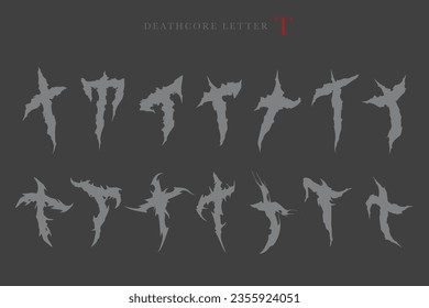 Deathcore Alphabet Letters Vector Illustration