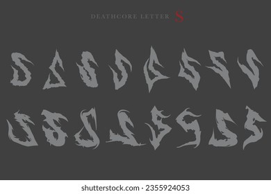 Deathcore Alphabet Letters Vector Illustration