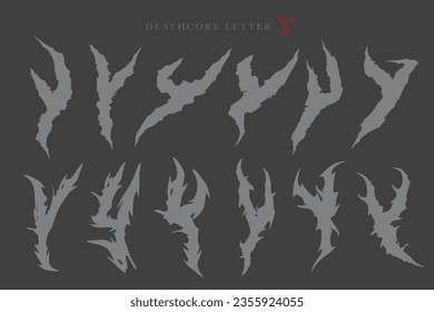 Deathcore Alphabet Letters Vector Illustration