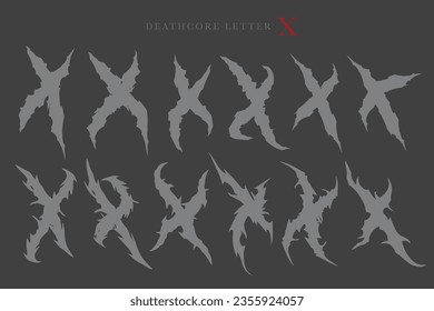 Deathcore Alphabet Letters Vector Illustration