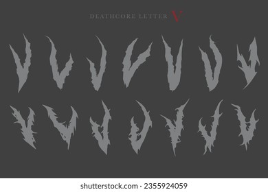 Deathcore Alphabet Letters Vector Illustration