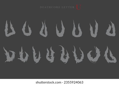 Deathcore Alphabet Letters Vector Illustration