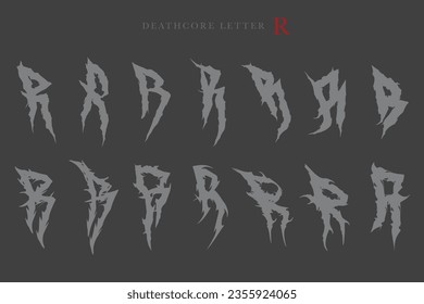 Deathcore Alphabet Letters Vector Illustration