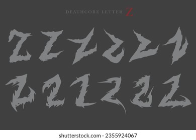 Deathcore Alphabet Letters Vector Illustration