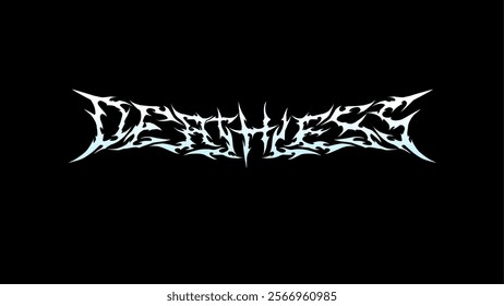 Deathless dark lettering vector design with sharp, jagged edges in an abstract tribal metal style. Perfect for t-shirt print gothic aesthetics apparel