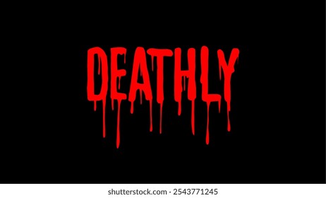  Vector de tipografía mortal, un efecto de sangre audaz y goteante, perfecto para temas de terror. Sus intensas letras rojas sobre un fondo oscuro evocan miedo y suspenso