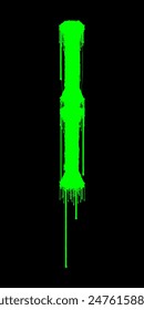 Death-metal font. Acid green letter on black background. Custom lettering.