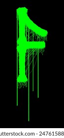Death-metal font. Acid green letter on black background. Custom lettering.