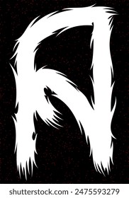 Death-metal font. Spinal letter on black background. Custom lettering.