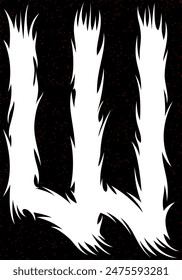 Death-metal font. Spinal letter on black background. Custom lettering.