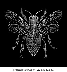 The death's head moth illustration in line art is a strikingly beautiful and intricate representation of this iconic species, capturing its unique features and patterns with precise lines and shading