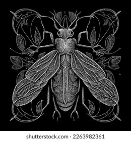 The death's head moth illustration in line art is a strikingly beautiful and intricate representation of this iconic species, capturing its unique features and patterns with precise lines and shading