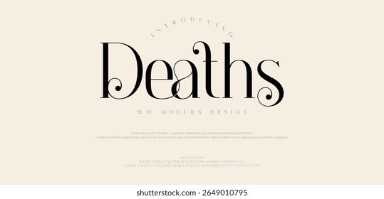 Mortes, fontes de luxo mínimo para branding, casamento, logos. ilustração vetorial 