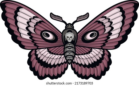 death's-head hawk moth and skull