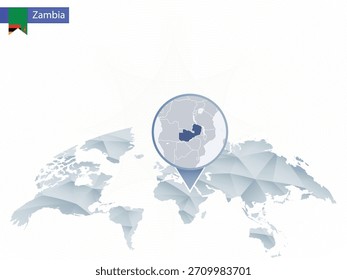 Mapa do mundo detalhado e arredondado com mapa detalhado da Zâmbia. Ilustração de vetor.