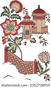 Deautiful hand drawn colour full floral design.