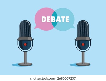 Debate before vote. Conducting discussion on public debates. Talk, meeting and discuss problems. studio microphone for streaming and gaming. Election campaign.