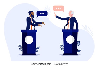 Debate between ethnic and caucasian man vector illustration