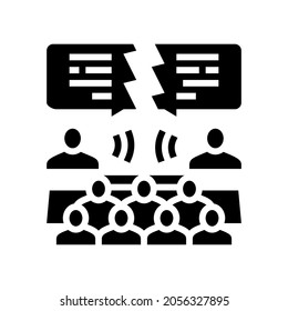 vector de icono de glifo de debate de los candidatos. signo de los candidatos al debate. símbolo de contorno aislado ilustración negra