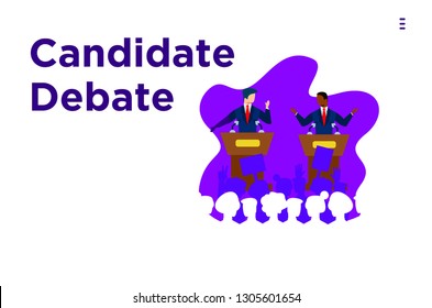 Debate Candidates. Online Debate. Vote Text.Presidential Text Election Day Symbolic Elements White Background.