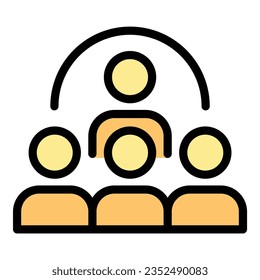 Vector de contorno de icono de clase de debate. Público del discurso. Colores del seminario de estudiantes