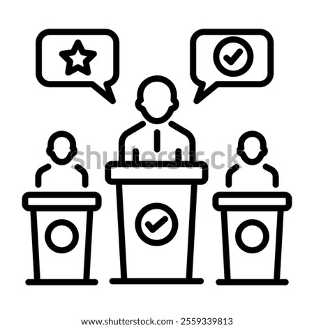 Debate competition icon in linear style 